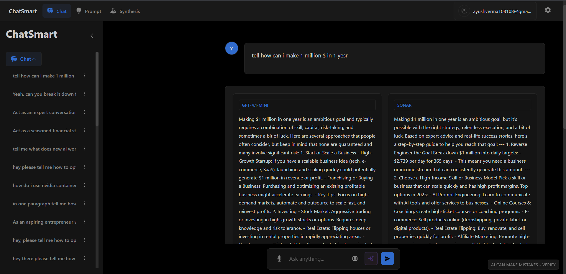 ChatSmart – Intelligent Multi-Model AI Chat Platform